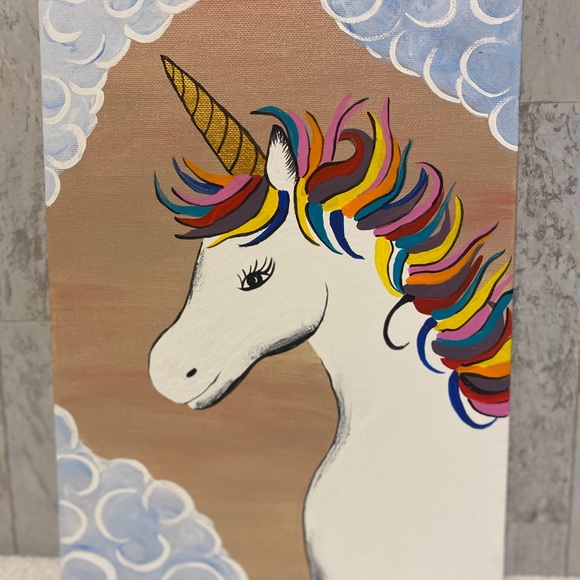 Unicorn horse Hand crafted painting acrylics 9x11” canvas board Hand painted - Picture 6 of 8